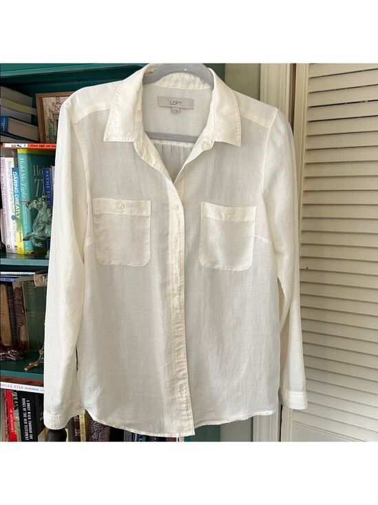 LOFT Tops - LOFT Cream Collared Blouse | Size Medium
